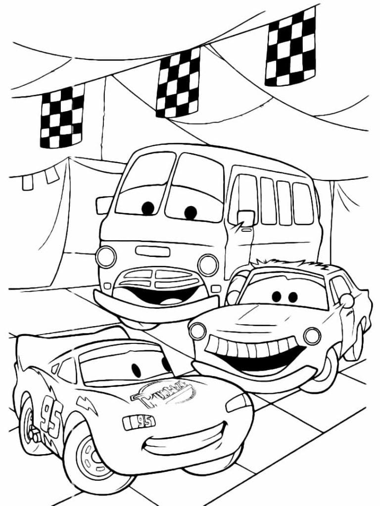 Şimşek mcqueen chick hicks ve fillmore arabalar boyama için