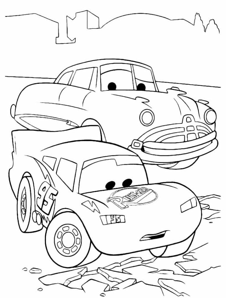Şimşek mcqueen ve doc hudson arabalar boyama ve yazdırma