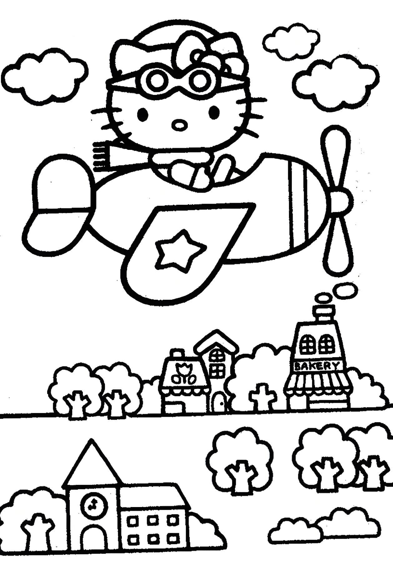 Hello kittynin ucakta baskiya hazir gorseli