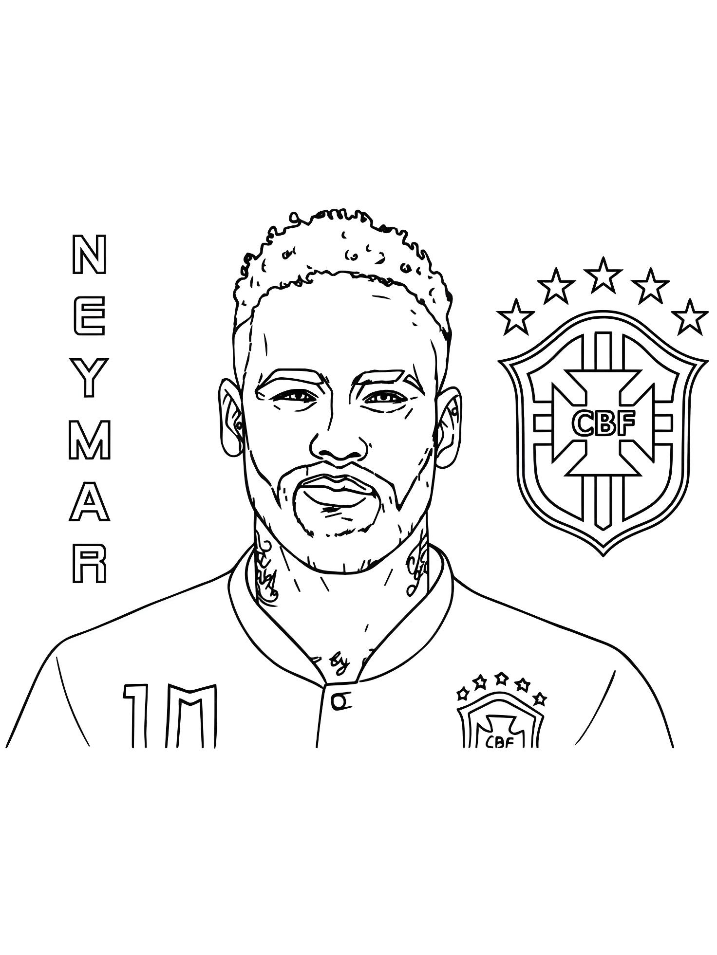 Neymar jr portre resmi cbf arması ile boyama icin