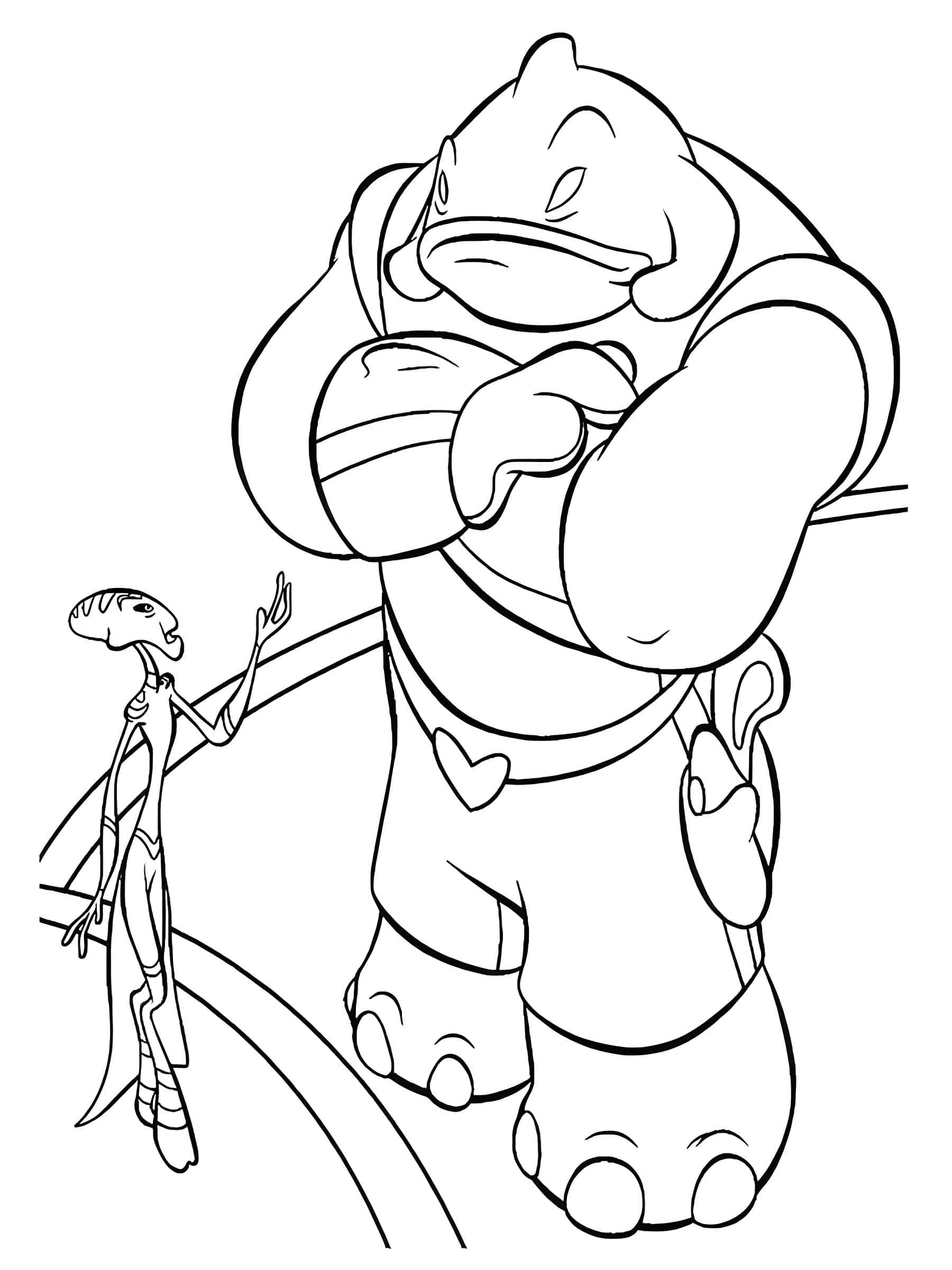 Gantu ve pleakley çizimi lilo ve stitch boyama
