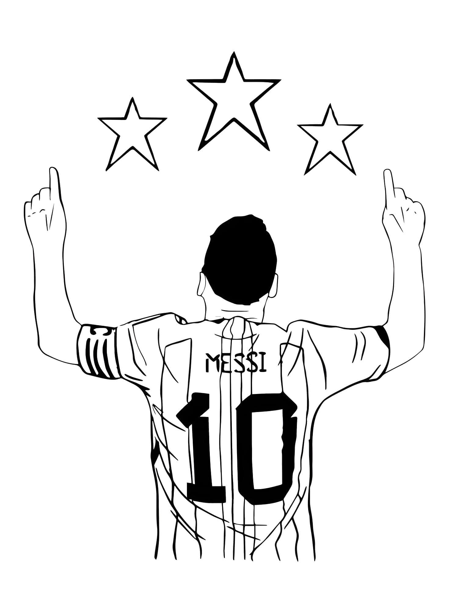 Lionel messi’nin gökyüzüne işaret eden çizimi baskı için