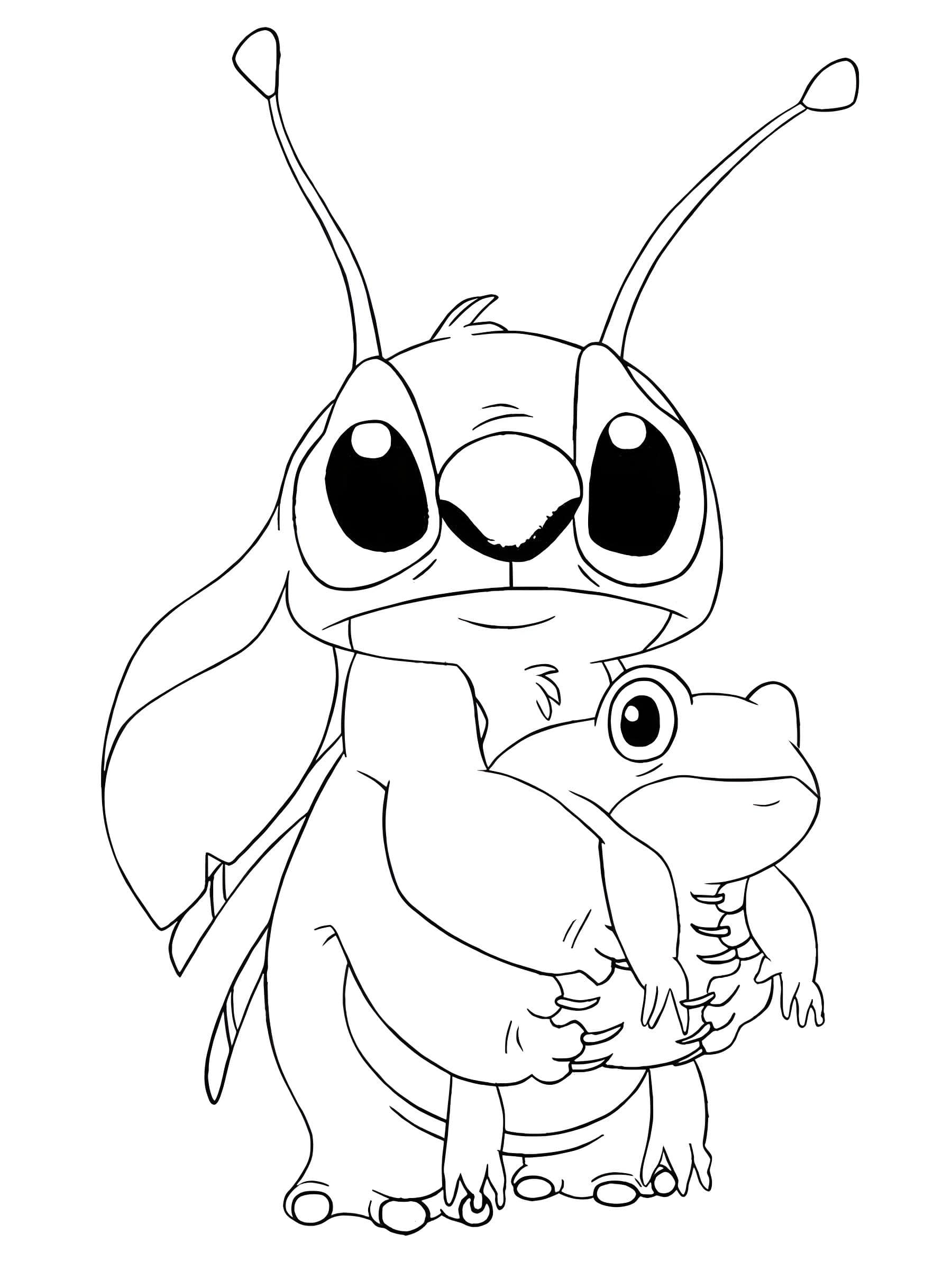 Lilo ve stitchten angelin kurbağalı resmi boyama icin