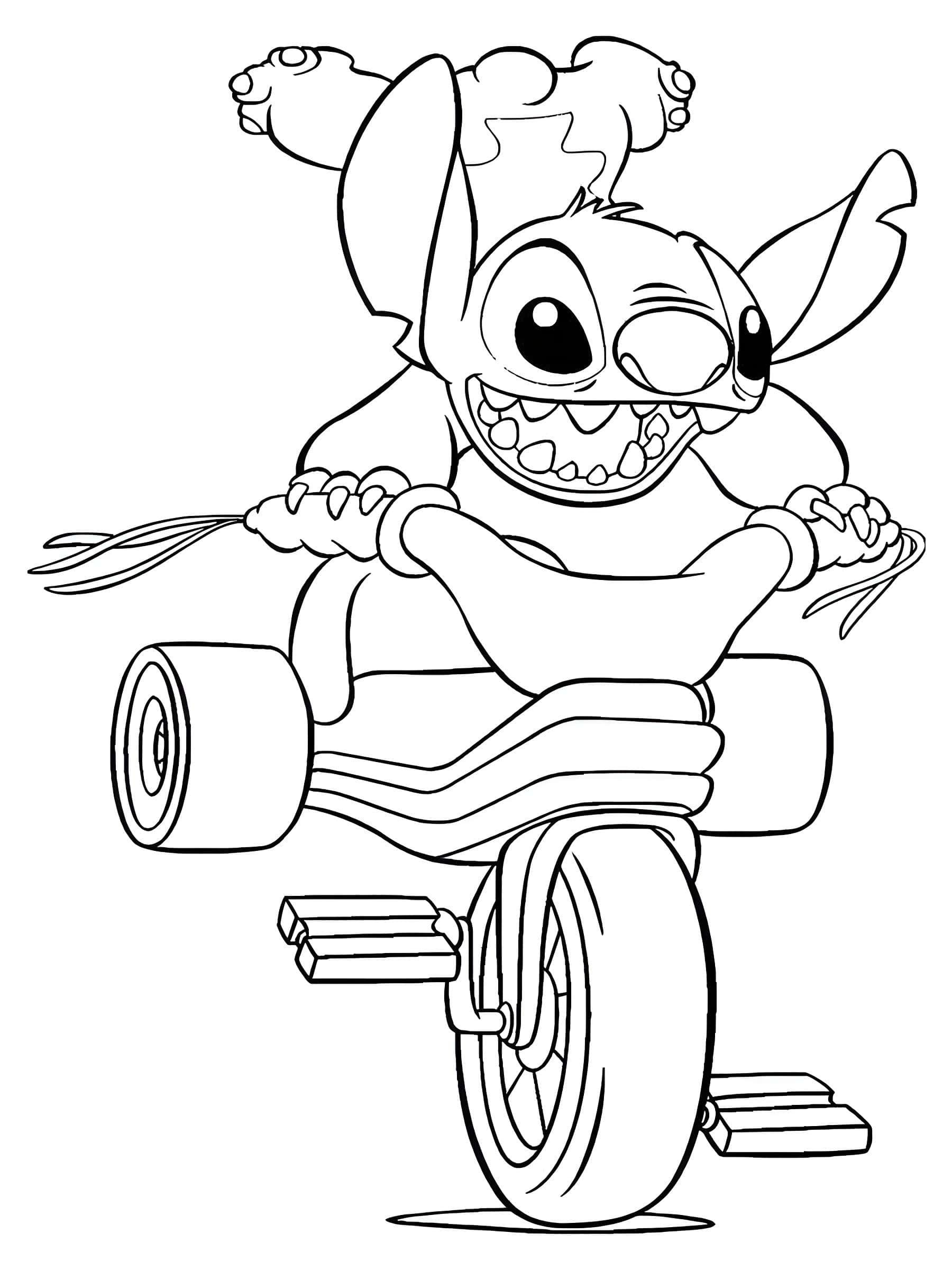 Stitch bisiklet süren boyama sayfası