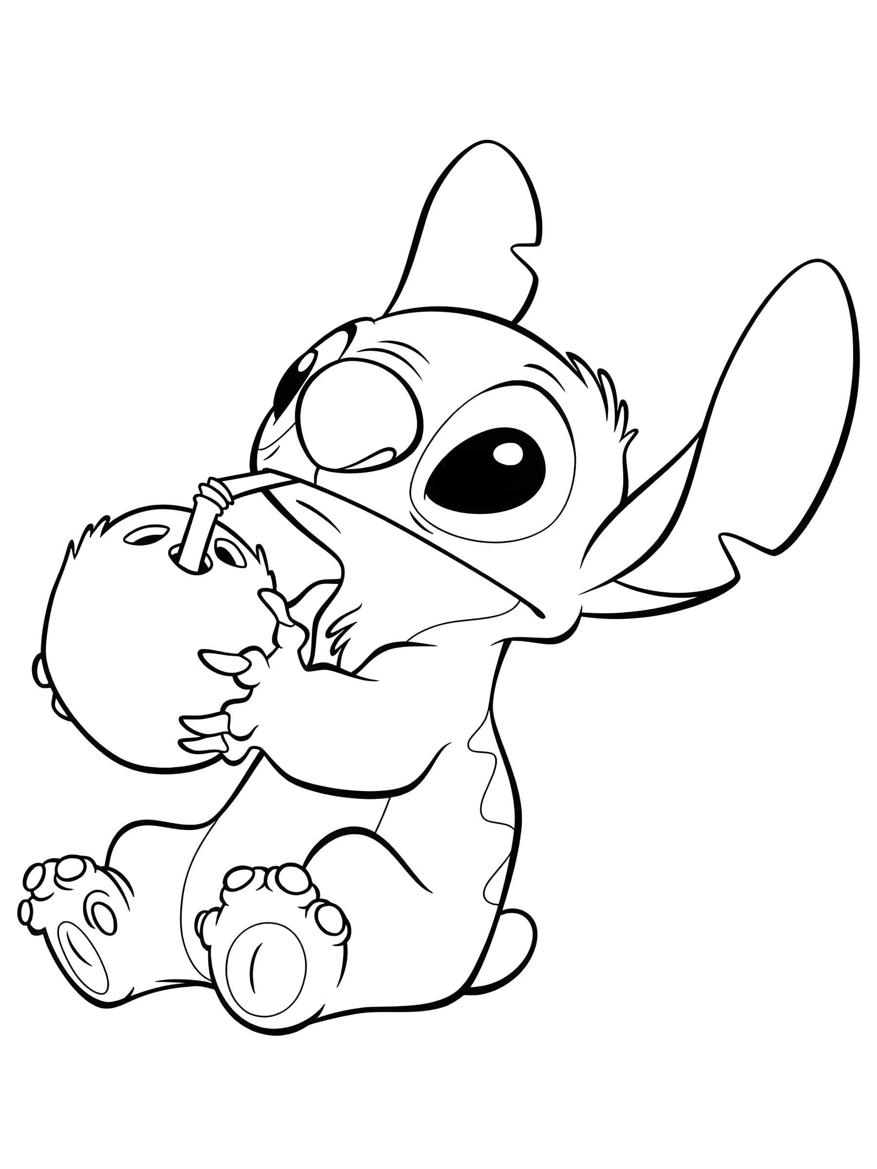 Stitchin hindistancevizi suyu icmesi icin yazdirilabilir gorsel